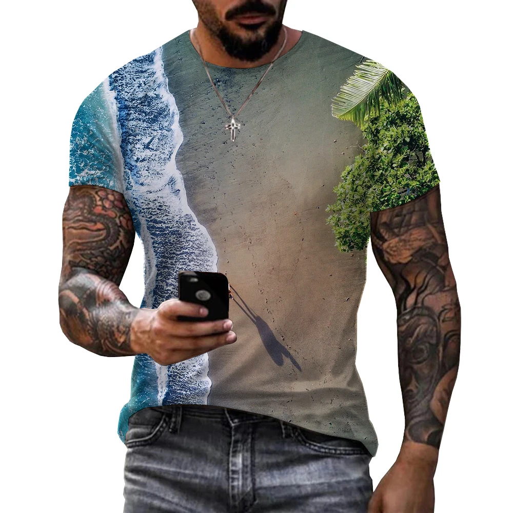 Ljetne Plaže, muška majica s 3D ispis, Unisex, Modni svakodnevne majice оверсайз, majice 6XL