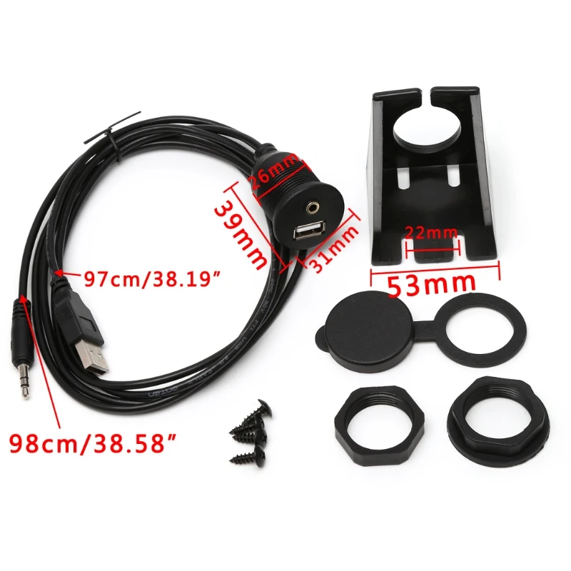 1 m Držač za auto ploču od 3,5 mm, USB 2.0, AUX Priključak Produžni kabel
