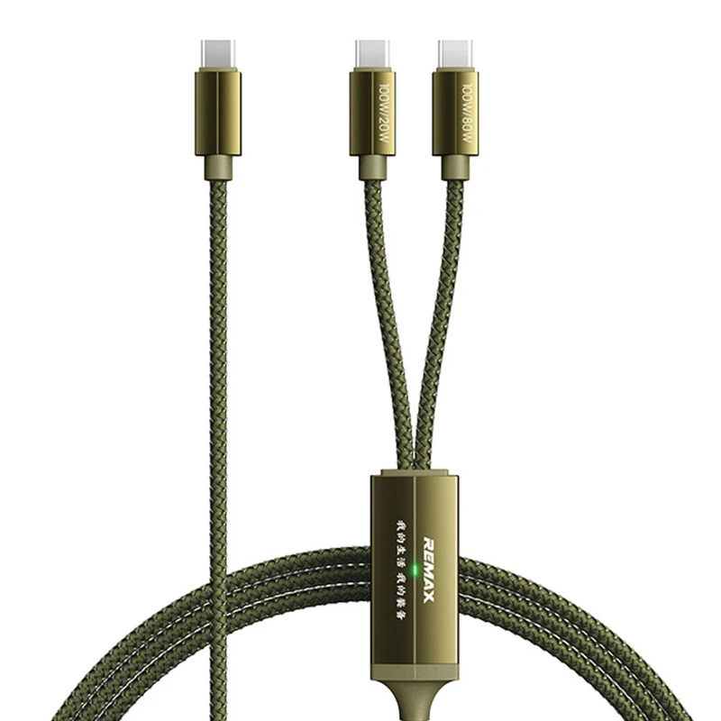 100 W kabel za punjenje preko USB-C do nekoliko uređaja, 2 u 1 kabel USB C do USB C, pleteni kabel za brzo punjenje PD Type C, adapter za sinkronizaciju