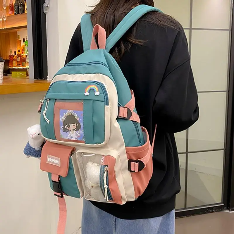 2021 Ženski ruksak živih boja, ikona s kopčom, Moderan Slatka školski ruksak, student torba za djevojaka, Fakultet, škola