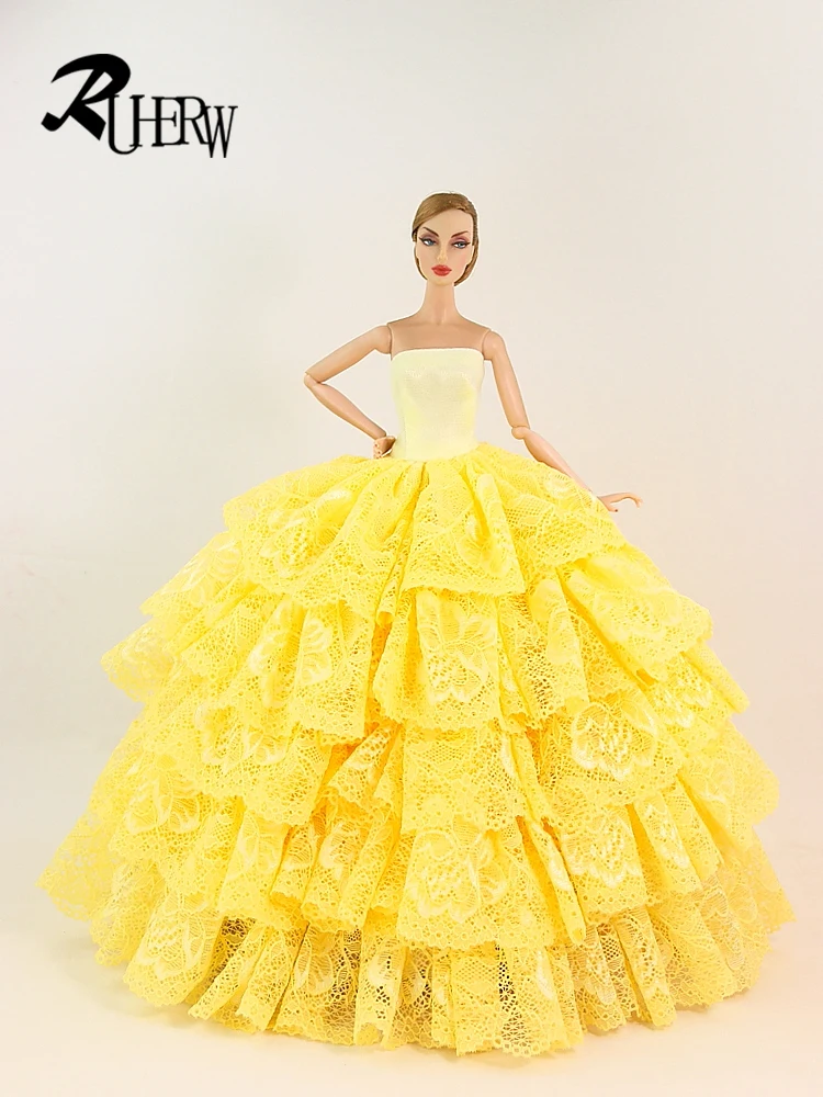 2023 Novu haljinu s izvezenim ručni rad Za lutke FR Svijetlo žuta Odjeća za lutke Barbie, + Gratis poklon