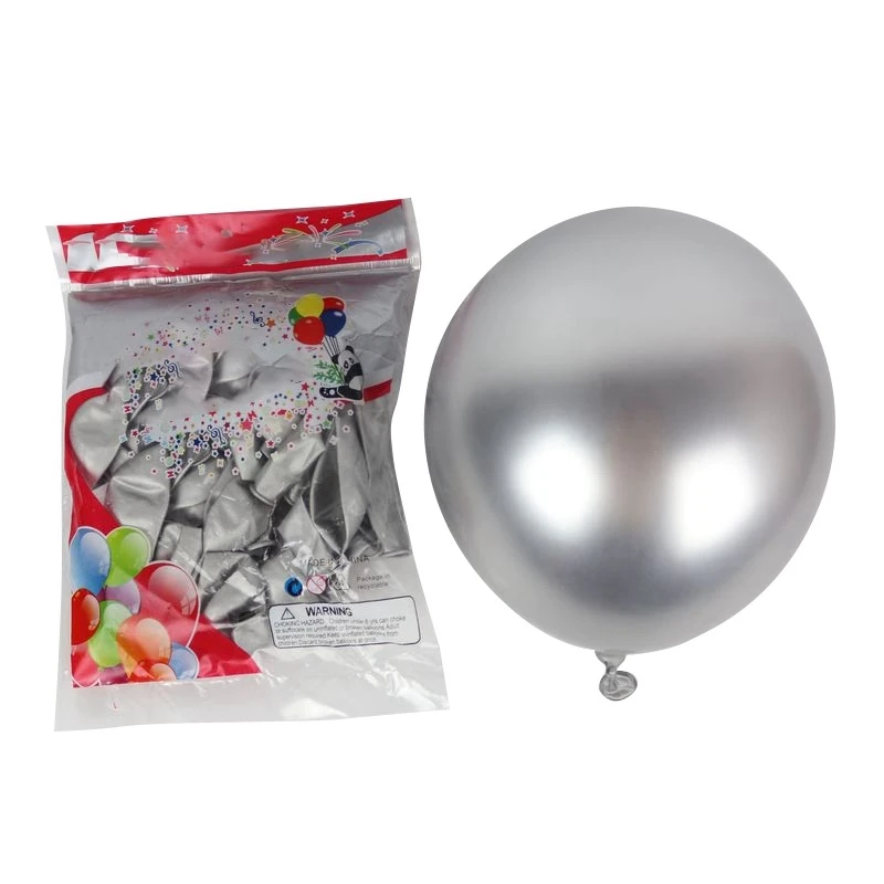 50 Komada 10-Inčni Metalne Lateks balona, Debeli Kromirani Sjajni Metalni Bisera baloni Globos za - Srebrna