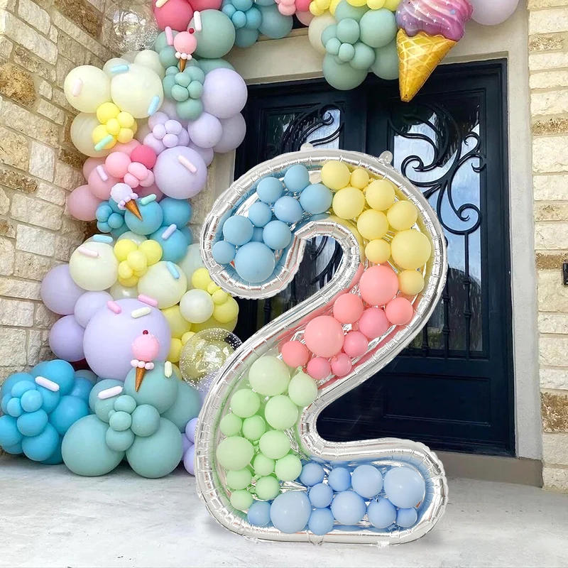 65-inčni okvir za punjenje balona od aluminijske folije s velikim brojem 0-9, Uljepšavanje za party u čast 1. rođendan djecu, Ukras za Godišnjicu braka