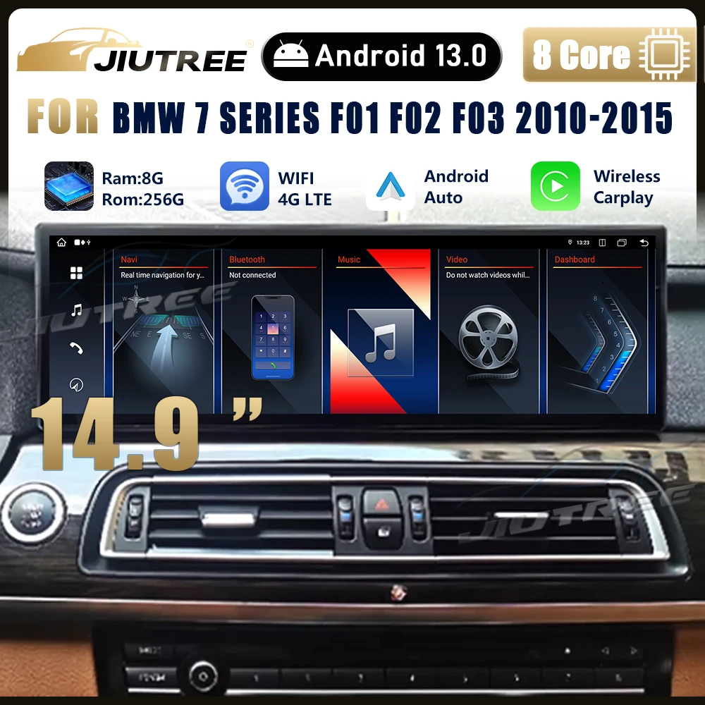 Auto Radio 14,9 Centimetara Android 13 Za BMW Serije 7 F01 F02 F03 2009-2016 Media Player Navi Carplay AC Panel Cluster Glavna jedinica