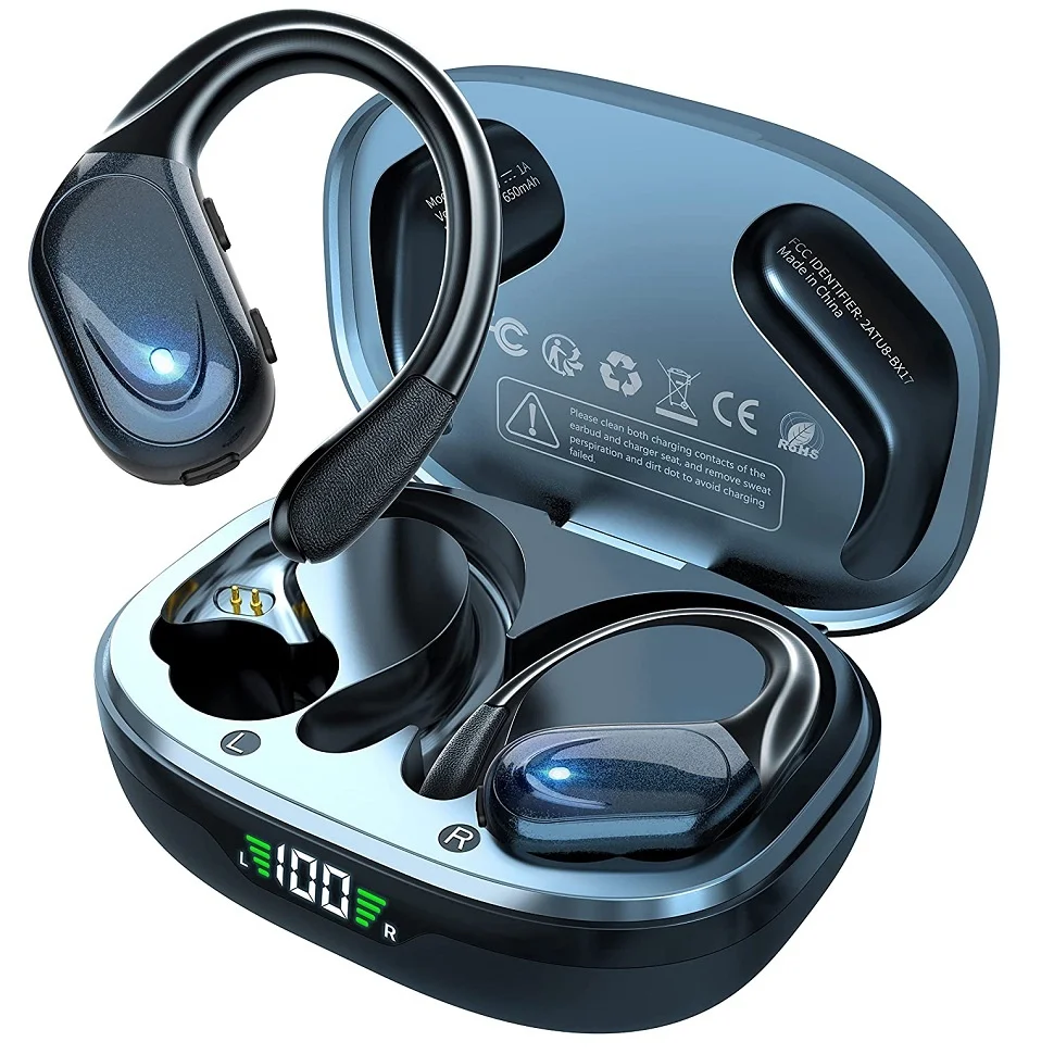 Bluetooth slušalice 5.3 s mikrofonom, кнопочное upravljanje za smanjenje buke, sportske vodootporne slušalice