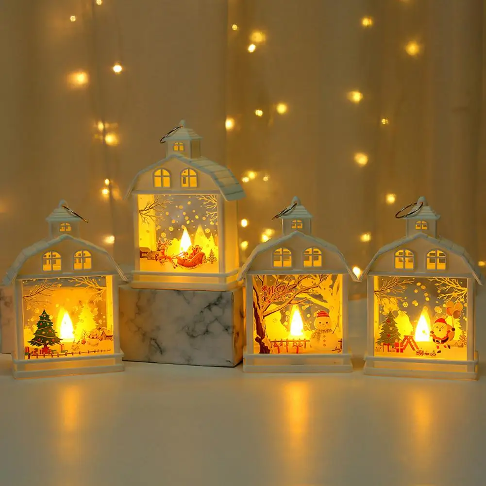 Božićni Dom Vodenih Svjetlo LED noćno svjetlo Snjegović Djed Mraz Element Los Stvaraju Atmosferu Raspršene Svjetlosti Prozor Goblena