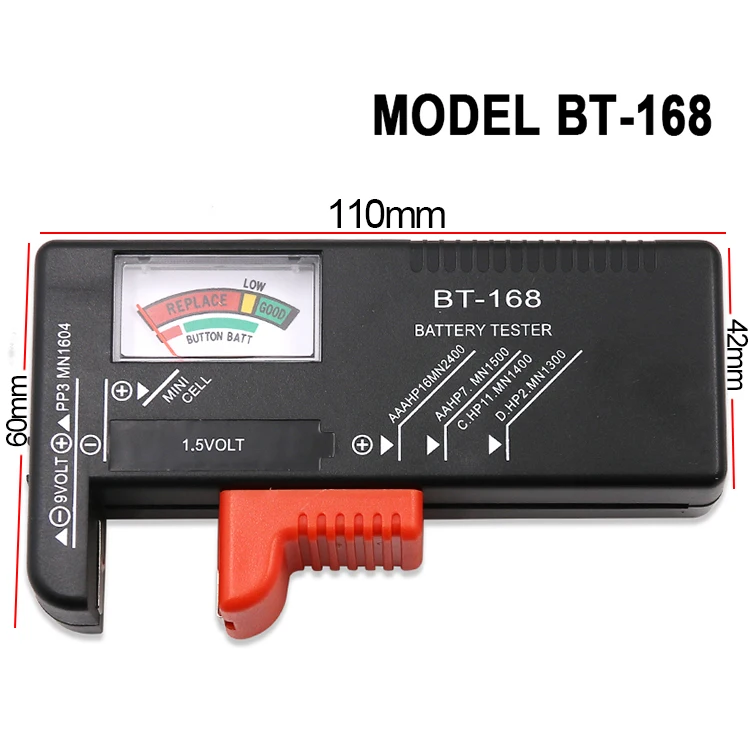 BT-168 AA/AAA/C /D/9/1,5 Tester Baterija Univerzalni Dugme Ćelija Mjerač boje kodiranje