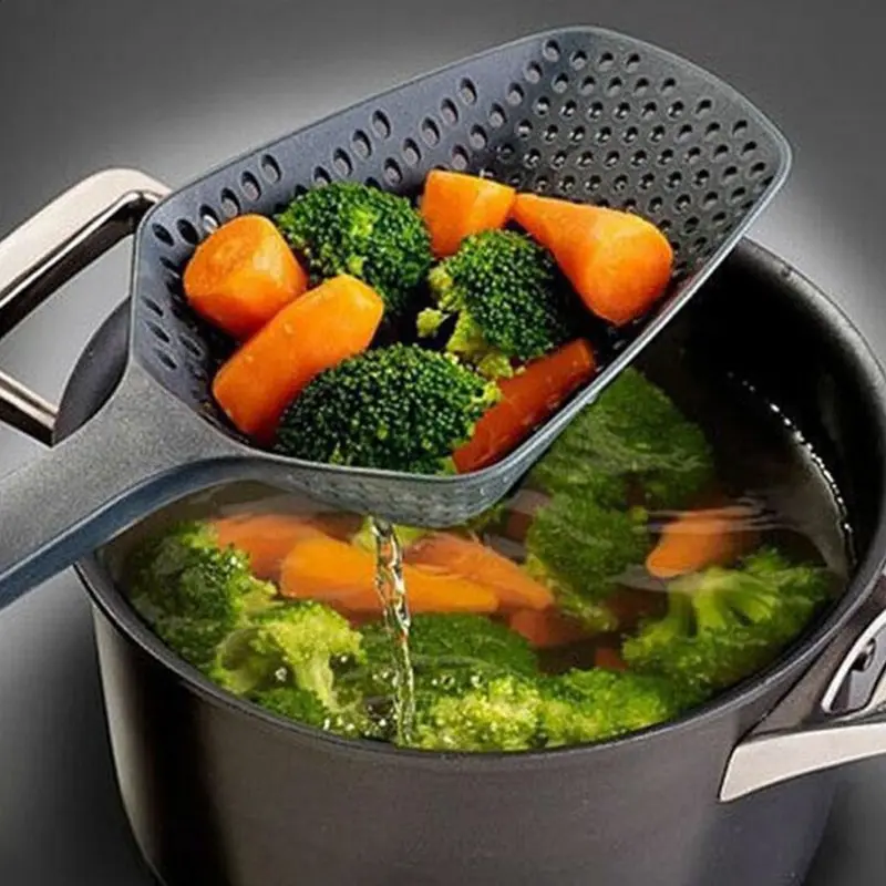 Crna žlica-sito, Veliki dimnjak, Sito za pržene hrane, Filter za vodu za povrće, Prijenosni najlon alati za kuhanje hrane u domaćoj kuhinji