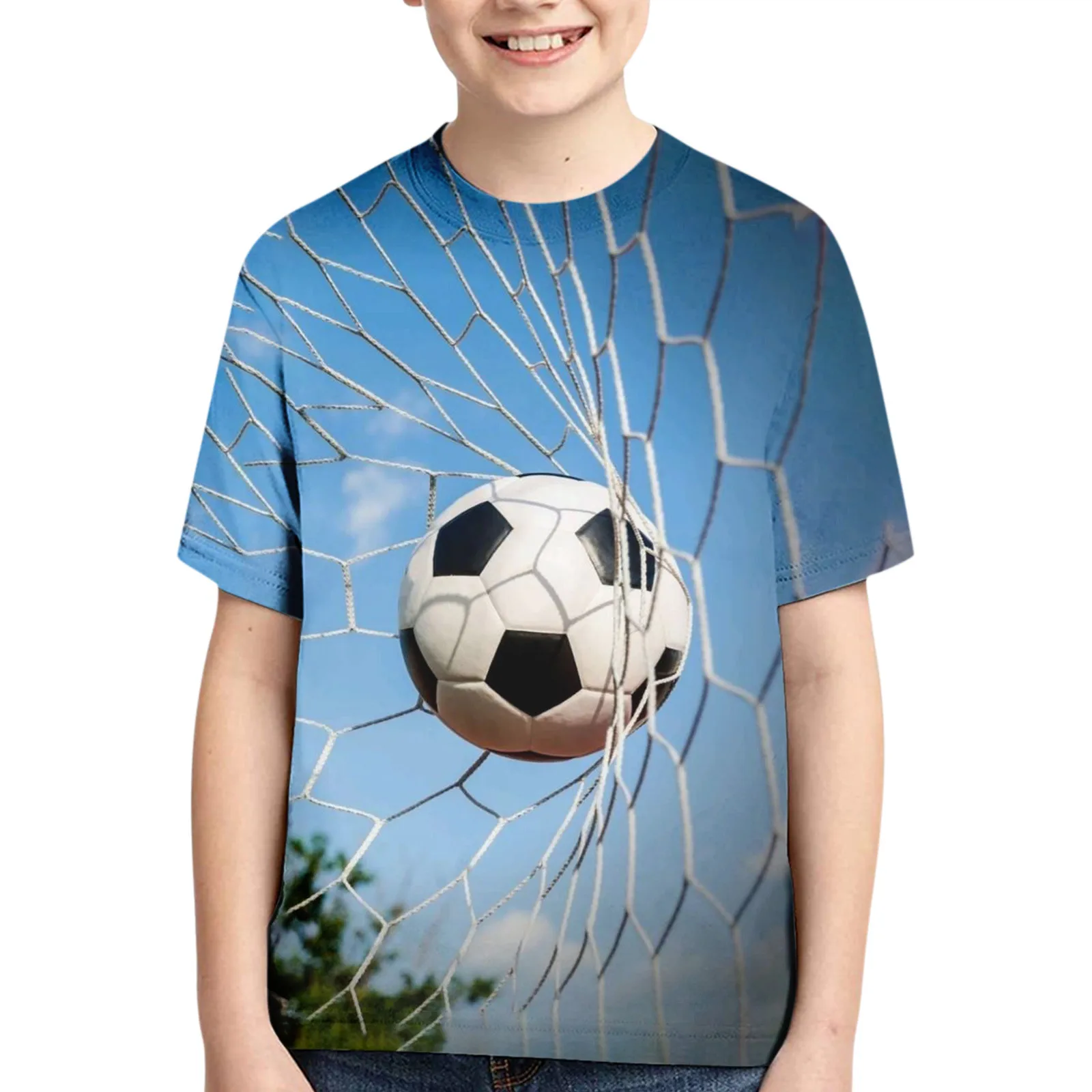Dječja majica Kawaii Football s 3D ispis i okruglog izreza, Ljetna moda majica Unisex, za dječake i djevojčice, Slobodna Sportski dječje