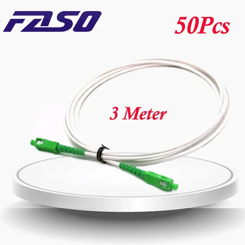 FASO 50шт 3-metar Fiber-optički Skakač SC/APC-SC/APC Однорежимная G652D/G657A1/G657A2 Симплексная 3,0 mm Bijela jakna LSZH