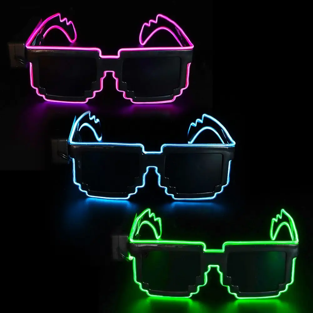 Led sunčane naočale za sjajnog provoda, Naočale, Sjaj u tami, Treperi Mozaik Naočale UV400, Unisex Poklon igračka, Led svjetleće naočale