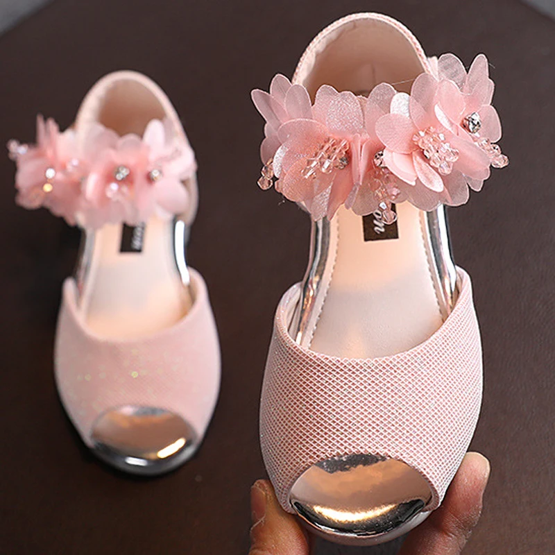 Ljetni Novi Stilski dječje sandale Za djevojčice, Trendy cipele Princeza s cvjetnim uzorkom i šljokicama Za djevojčice, plesne cipele na meke cipele za djevojčice