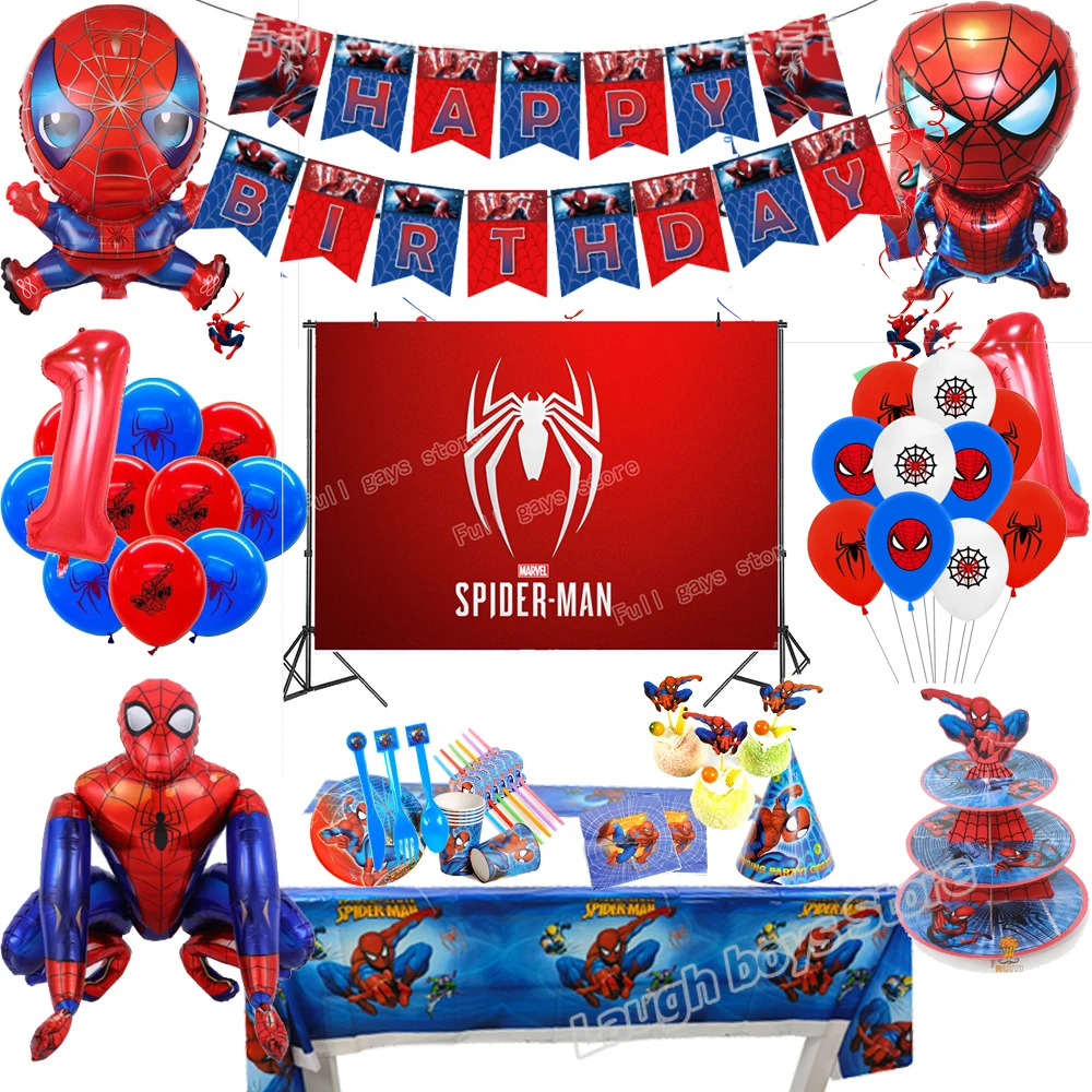 Marvel Spider-Man Večernje Uređenje Spider-Man Na Dan Rođenja Jednokratna Posuđe Pozadina Balon Torta Topper Supplie Baby Shower