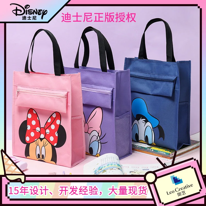 Moderan torbu s likom Mickey Disney, svakodnevni miš, Prijenosni torba od tkanine Oxford, ručka, mapa za vrijednosnih papira, Uredskog materijala za studente