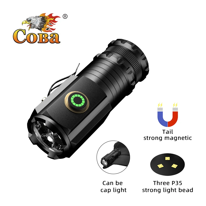 Moćna Mini led svjetiljka EDC 2000LM, super svijetle privjesku za ključeve, USB punjiva lampa, marširati svjetlo s indikatorom snage