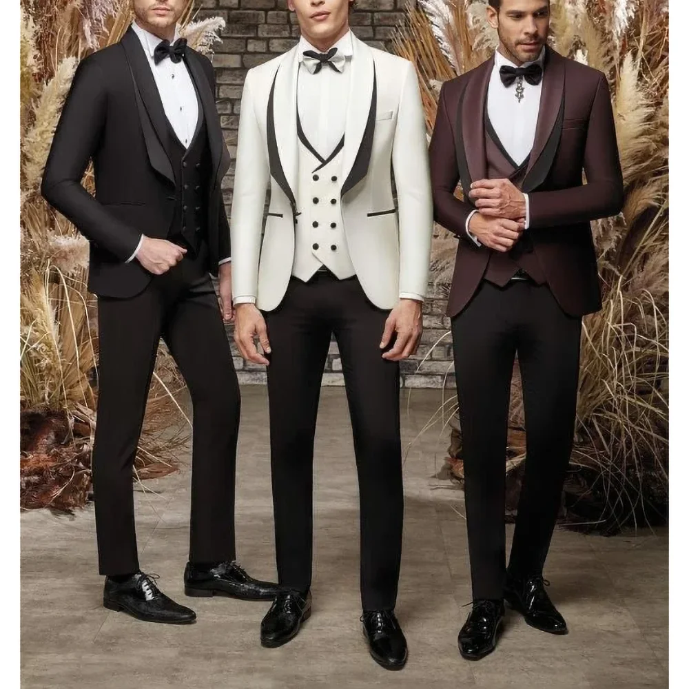 Muško odijelo dobre kvalitete U talijanskom stilu, moderan šal s lapels, 3 predmeta, Maturalne večeri, Vjenčanja Smoking, Službeni puni muško odijelo, Blazer, kit