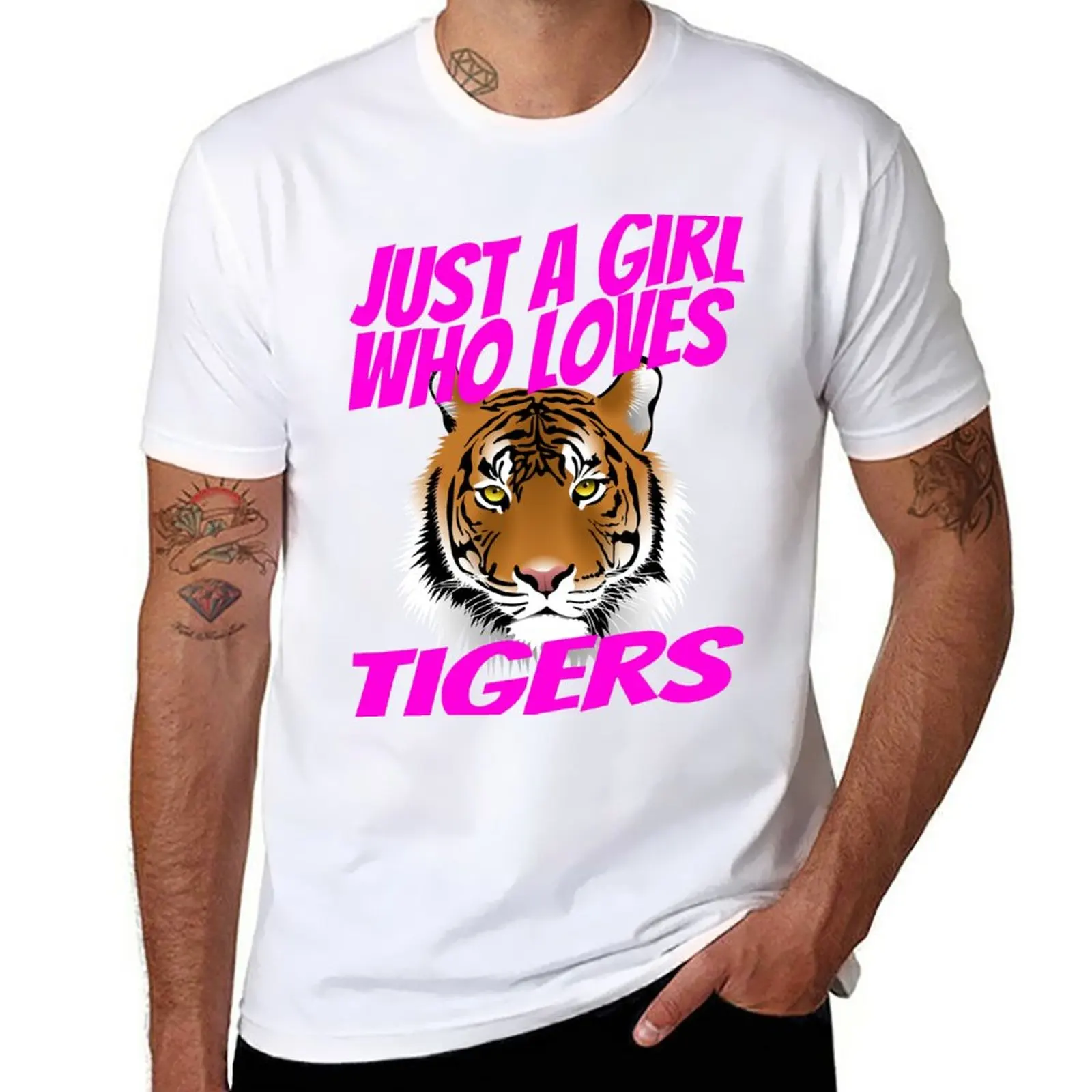 Nova majica Just a Girl Who Voli Tigers (roza), t-shirt оверсайз, быстросохнущая majica, majice za velike i visoke muškarce