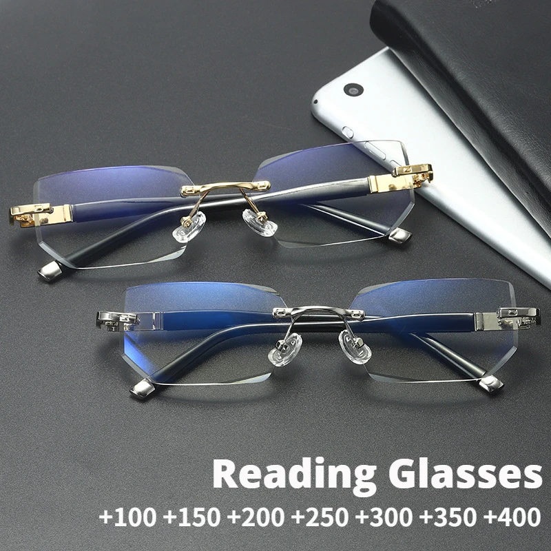 Nove naočale za čitanje sa zaštitom od plave zrake, Muške i ženske Naočale za dalekovidost rimless, ženske naočale s plavim svjetlom