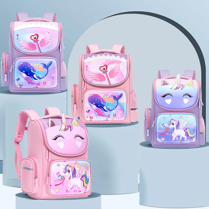 Novi ruksak za učenike osnovne škole od 1-5 razreda, Slatka Ružičasta dječje torba Mochila za djevojčice, školska torba s 3D crtani единорогом