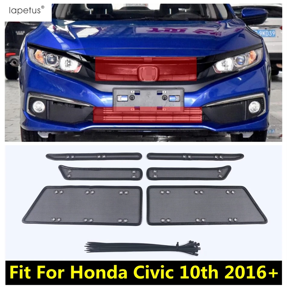 Prednja rešetka hladnjaka automobila, nadvoji umetak za zaštitu od insekata, set pribora za karoserije, pogodan za Honda Civic 10th 2016-2021