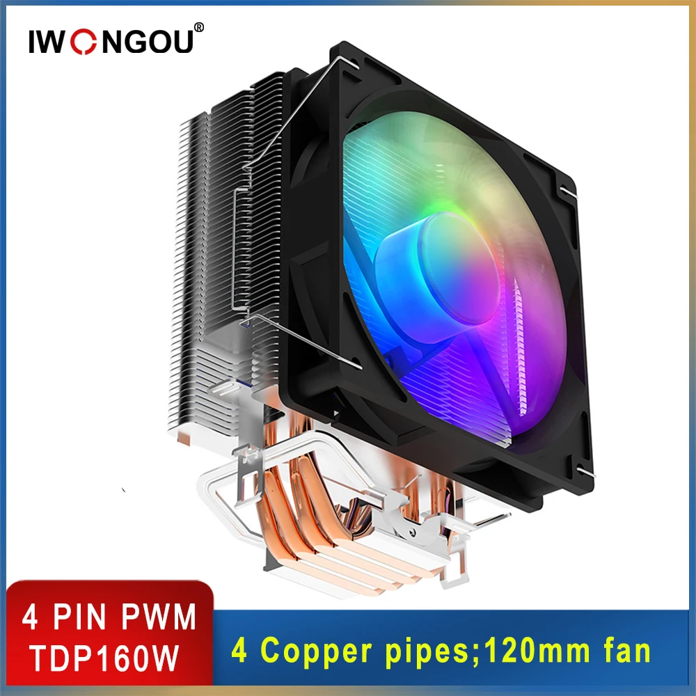 Procesor hladnjak IWONGOU x99 s 4 Toplinske cijevi Rgb-fan Cooler za Lga 2011 Tihi ventilator za Procesor Intel LGA115X 1700 775 X79 AM3 AM4