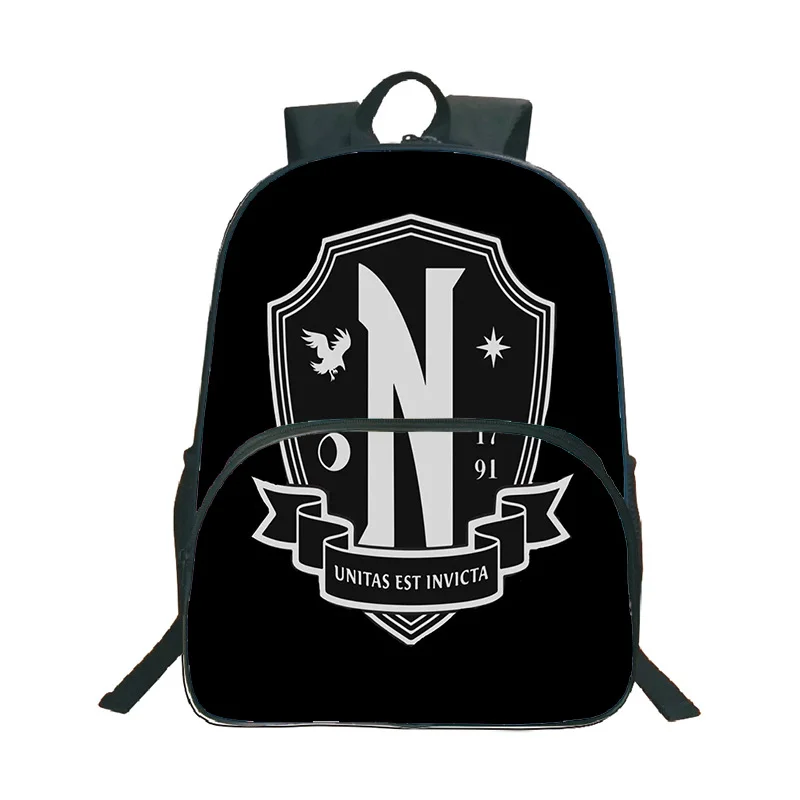 Ruksak Mochila Wednesday Addams Nevermore Academy, studentska školska torba za dječake i djevojčice, torbe za laptop sa zaštitom od ogrebotina, tinejdžerski torba od poliestera