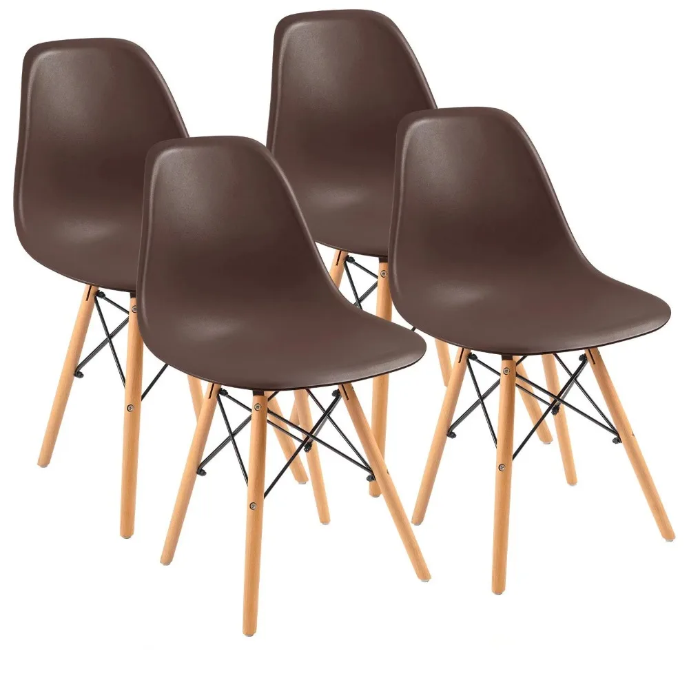 Stolice su Prethodno prikupljeni Moderan stil DSW Stolica Classic Shell Bez naslonima za ruke Za kuhinje, Blagovaone, Dnevnog boravka, Set od 4 strane stolice (smeđa)