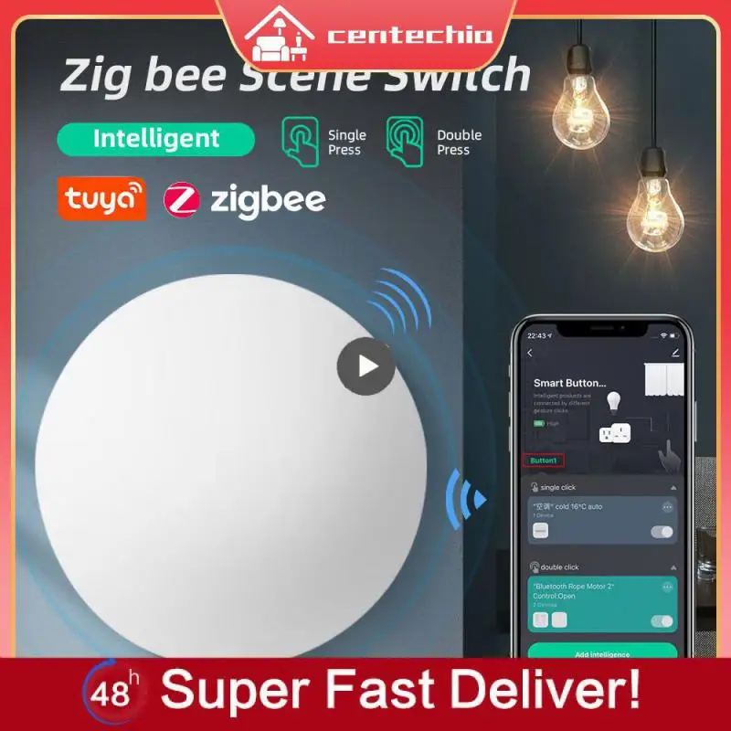 Svestrani uređaji s intelektualnim prekidač svjetla Wi-Fi Rade zajedno, Tuya Zigbee 3.0 Scene Switch Radi na baterije, povezuje s više scene