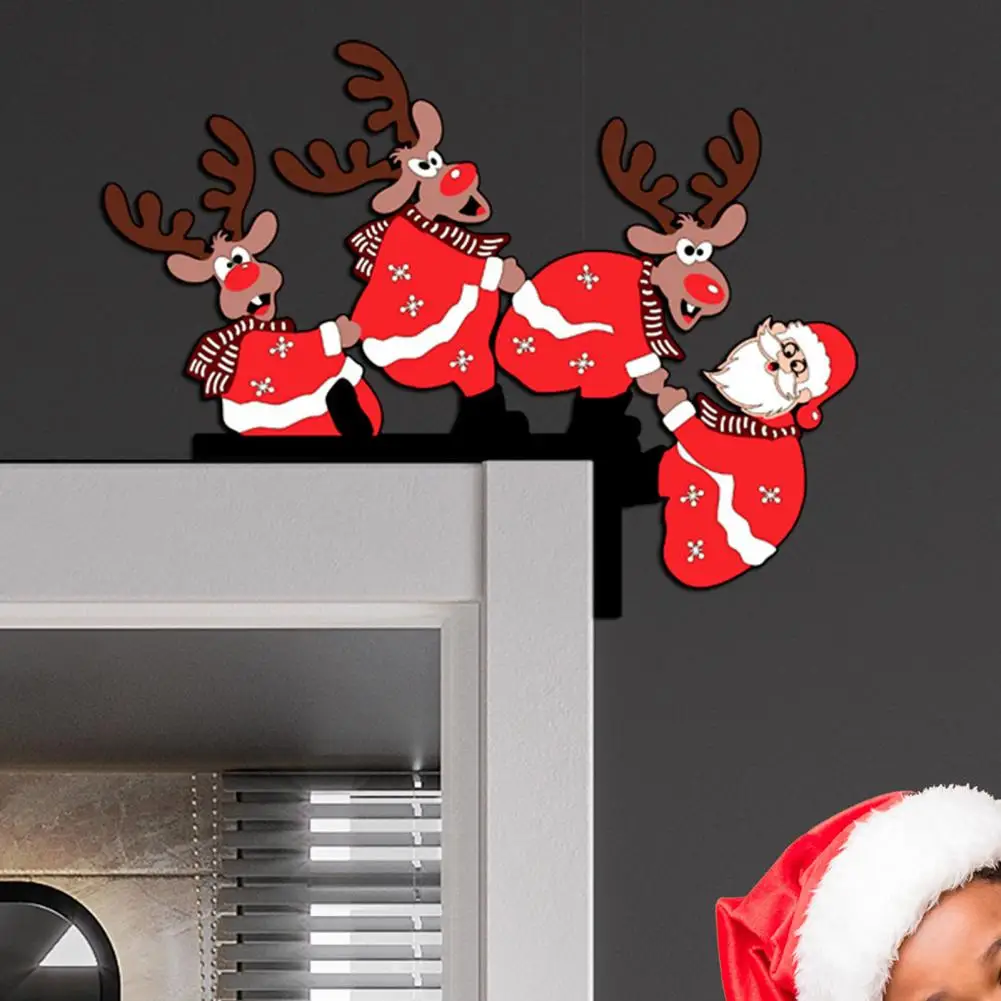 Zid Božićni ukras Božićni Blagdanski dekor i drvene božićne dekoracije okvir Vrata s sobovi Djeda Mraza za Happy