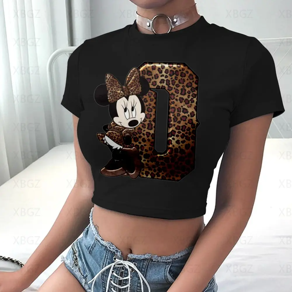 Ženska odjeća Disney s digitalnim uzorkom Minnie Mouse, skraćeno top, обтягивающая majica оверсайз, 3D print, seksi visoko kvalitetne trendy crtani film